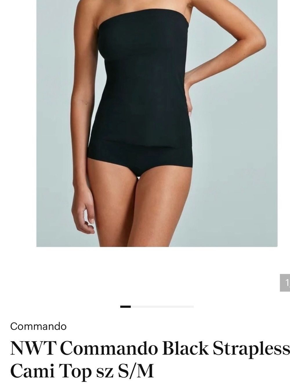 Commando Black Strapless Seamless Cami size S/M